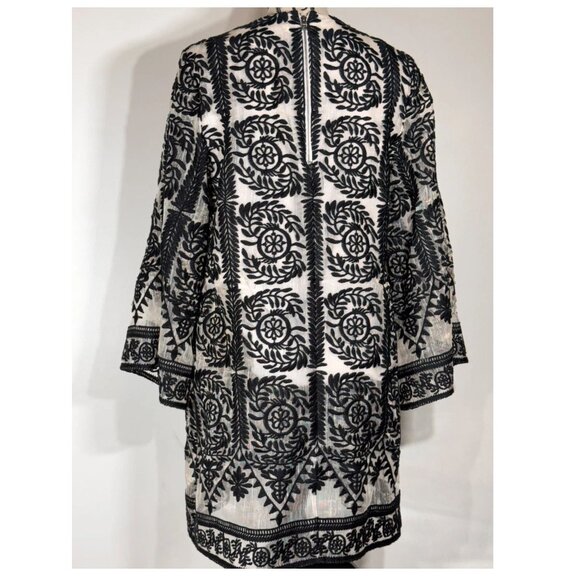 Alice + Olivia Katt Embroidered Boho Kaftan Mini Dress Womens Size Large - Picture 4 of 6